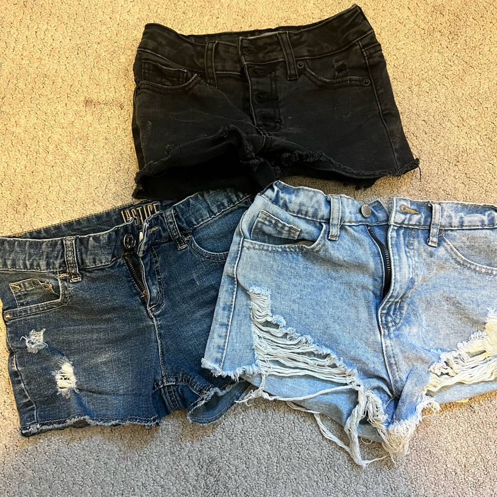Justice Women's Jean Shorts - Black, Blue, Light Blue